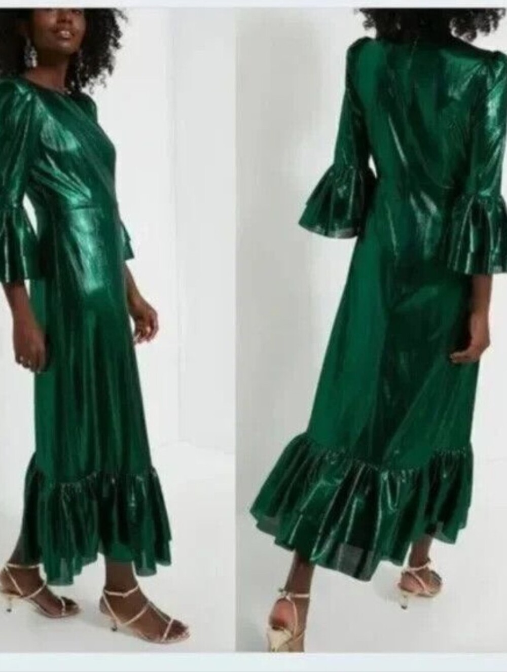 Tuckernuck Emerald Green Lillith Lilith Lurex Midi Dress NWT - Picture 2 of 7